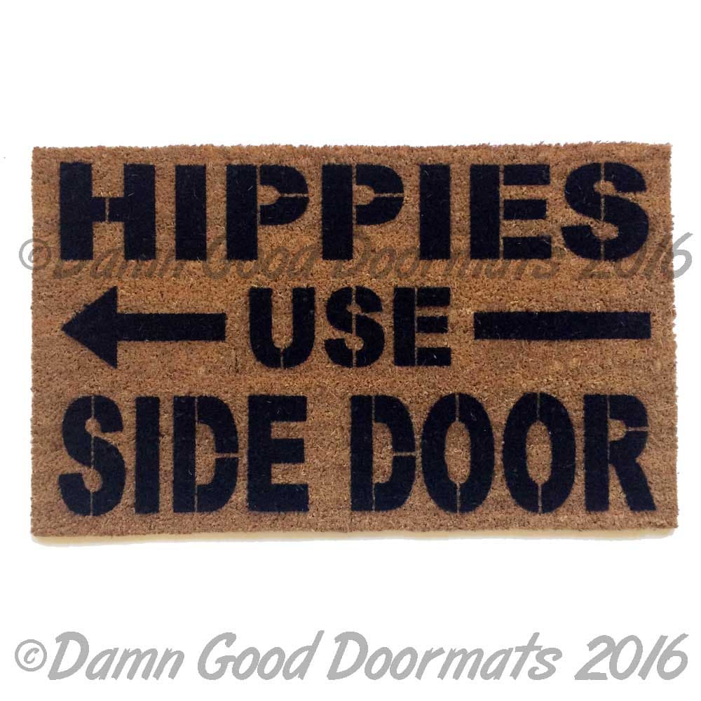 Promotional graphic for an all natural, sustainable, eco-friendly coir doormat made by Damn GoodDoormats