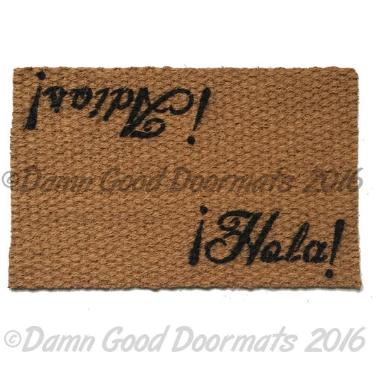 Promotional graphic for an all natural, sustainable, eco-friendly coir doormat made by Damn GoodDoormats