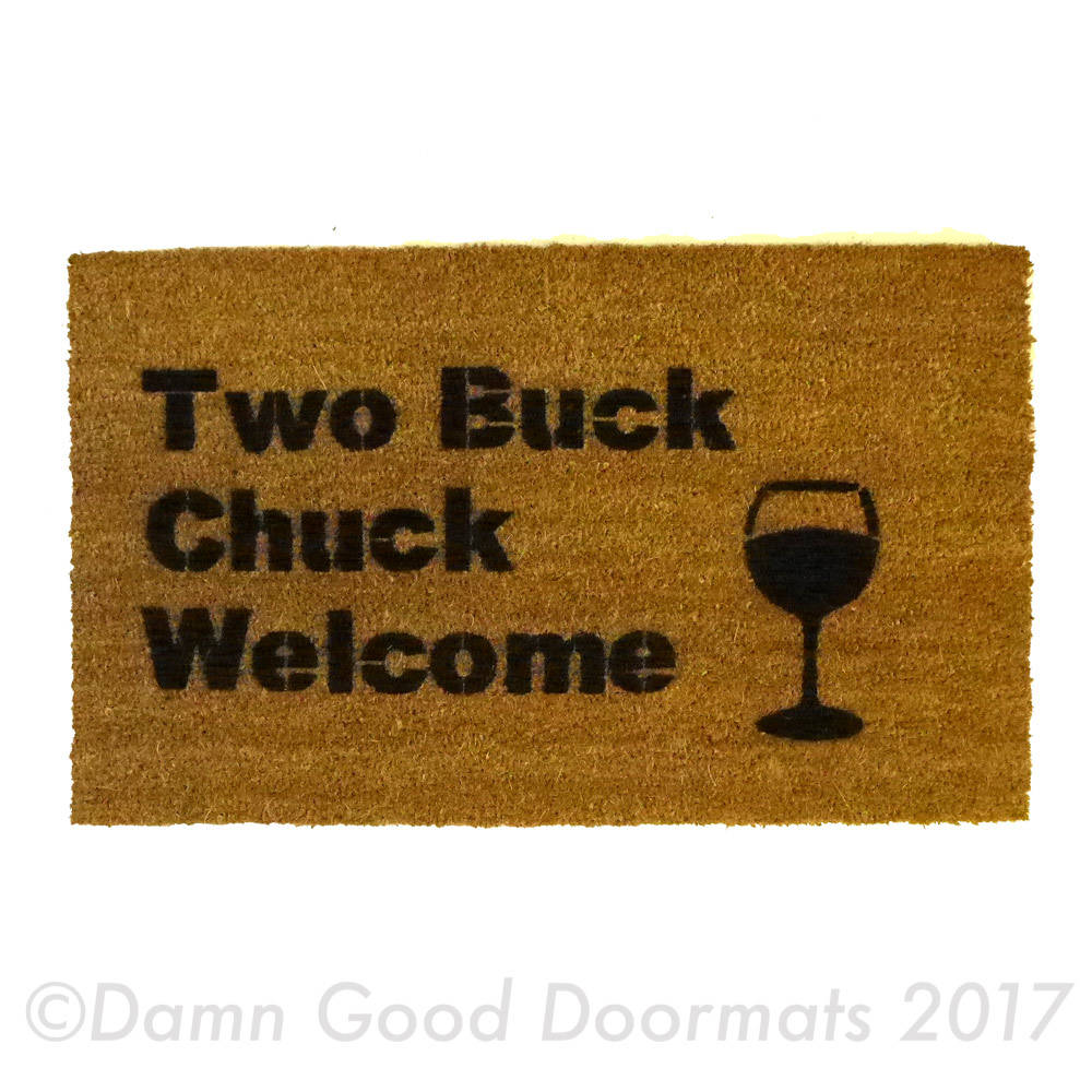 Promotional graphic for an all natural, sustainable, eco-friendly coir doormat made by Damn GoodDoormats