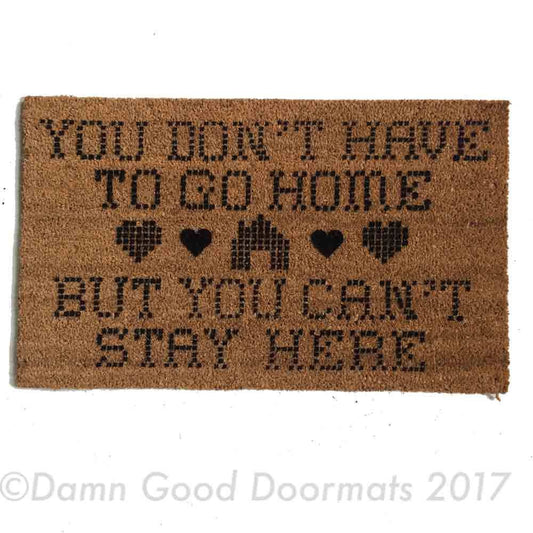 Promotional graphic for an all natural, sustainable, eco-friendly coir doormat made by Damn GoodDoormats