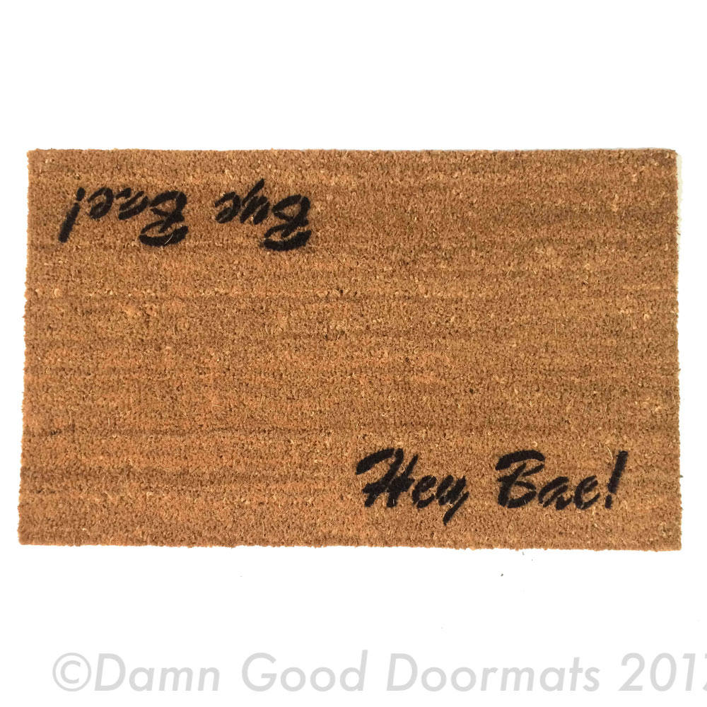 Promotional graphic for an all natural, sustainable, eco-friendly coir doormat made by Damn GoodDoormats