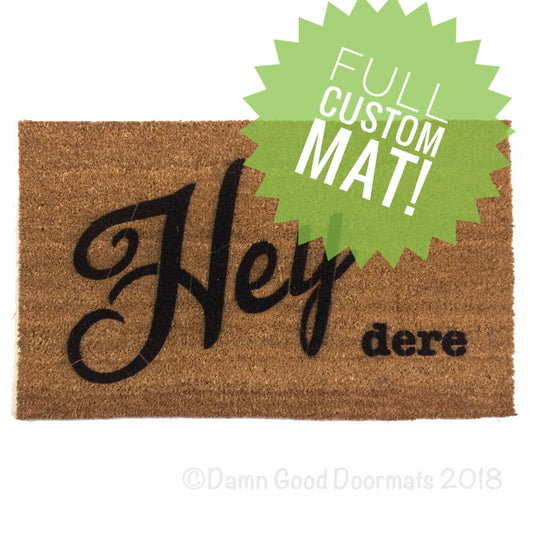 Promotional graphic for an all natural, sustainable, eco-friendly coir doormat made by Damn GoodDoormats