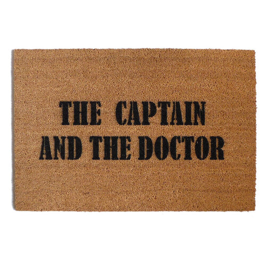 Captain and Doctor Dr. Who funny doormat nerdy gift geekery fan art doormat geek stuff doormatt new house gift