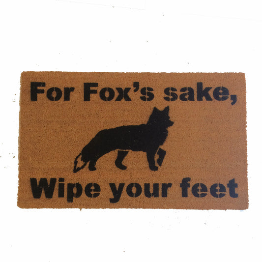 For fox's sake, wipe your feet, rustic home decor, boho decor, farmhouse decor, welcome mat, wipe your feet, funny doormat, barnyard humor