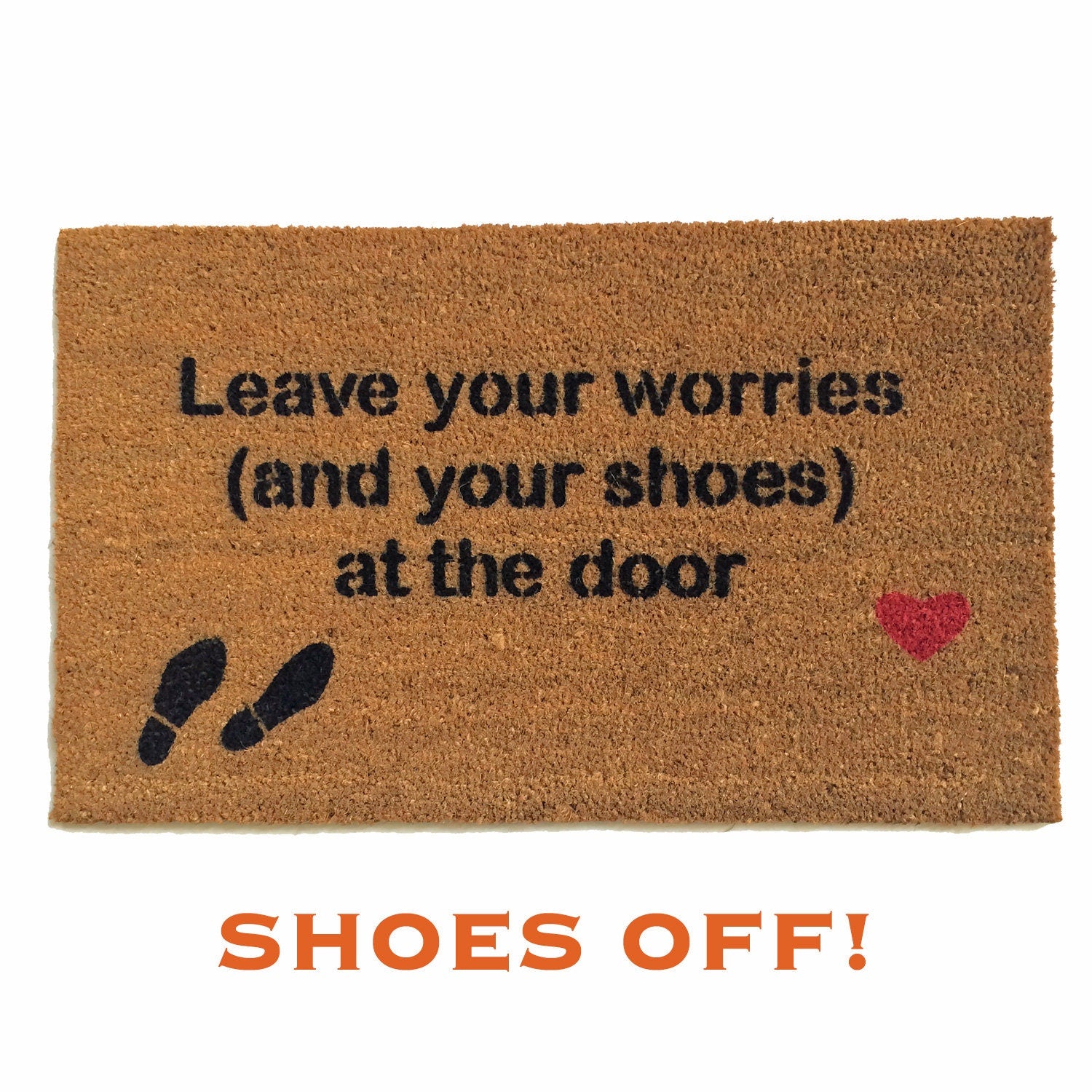 Promotional graphic for an all natural, sustainable, eco-friendly coir doormat made by Damn GoodDoormats