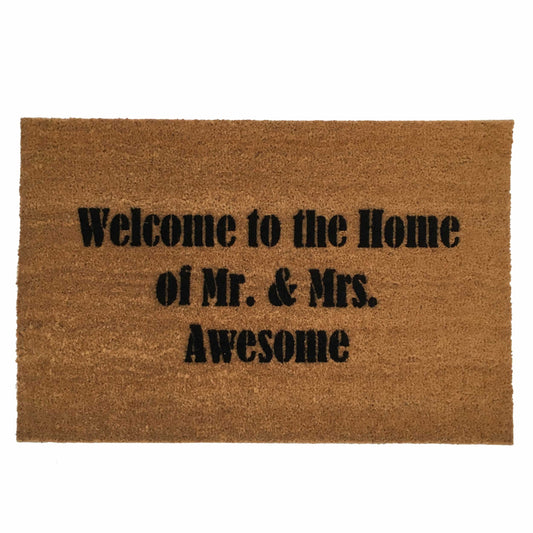 Welcome to the Home of Mr Mrs AWESOME anniversary gift funny doormat wedding housewarming hostess  idea. doormatt new house gift