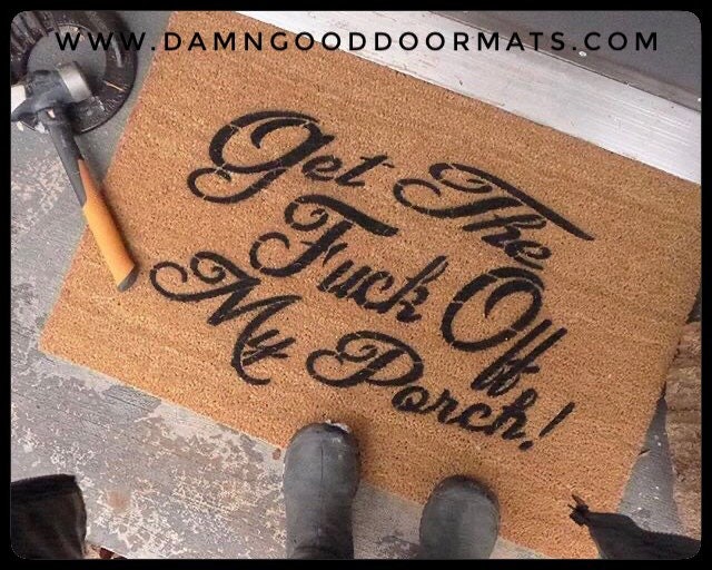 Promotional graphic for an all natural, sustainable, eco-friendly coir doormat made by Damn GoodDoormats