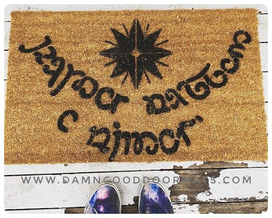 Promotional graphic for an all natural, sustainable, eco-friendly coir doormat made by Damn GoodDoormats