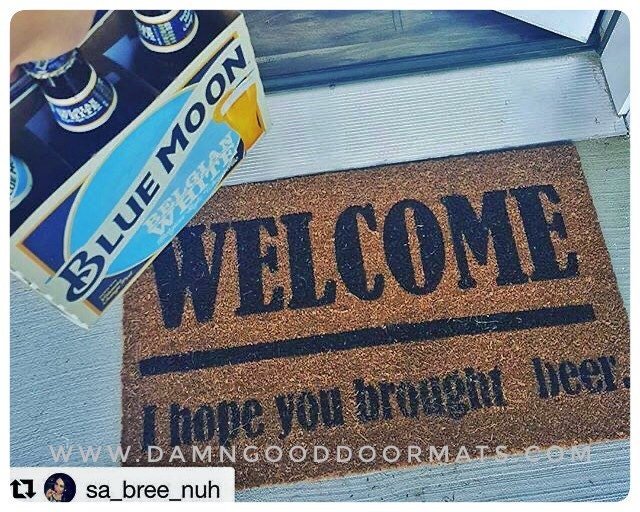 Promotional graphic for an all natural, sustainable, eco-friendly coir doormat made by Damn GoodDoormats