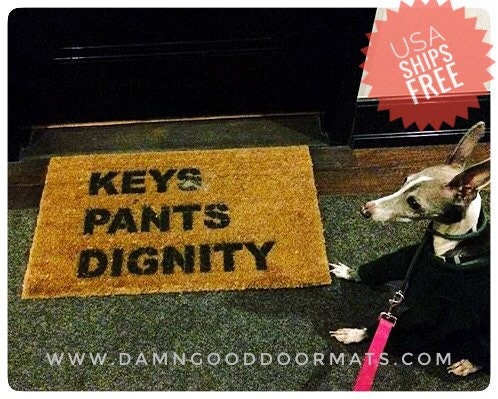 Promotional graphic for an all natural, sustainable, eco-friendly coir doormat made by Damn GoodDoormats