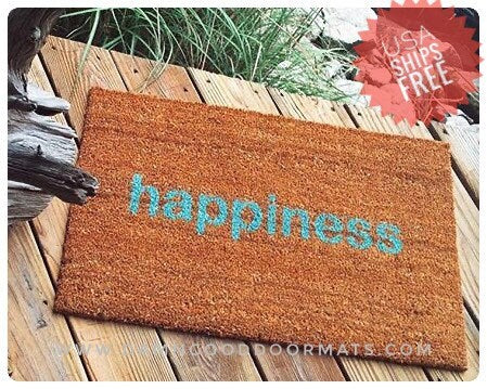 Promotional graphic for an all natural, sustainable, eco-friendly coir doormat made by Damn GoodDoormats