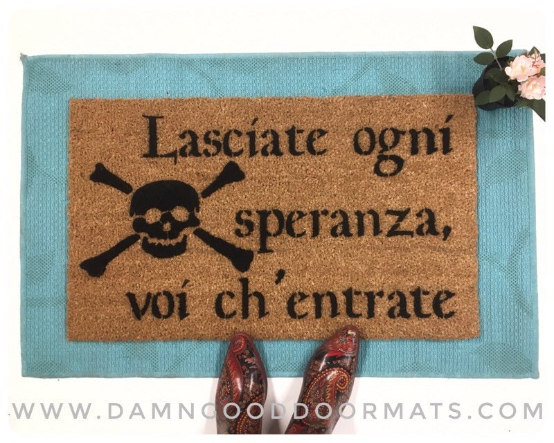 Promotional graphic for an all natural, sustainable, eco-friendly coir doormat made by Damn GoodDoormats