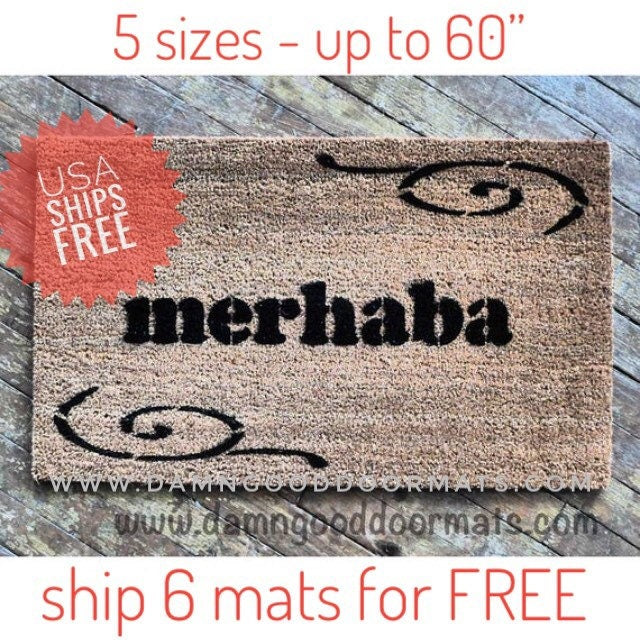 Promotional graphic for an all natural, sustainable, eco-friendly coir doormat made by Damn GoodDoormats