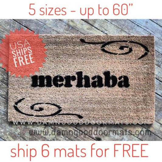 Promotional graphic for an all natural, sustainable, eco-friendly coir doormat made by Damn GoodDoormats