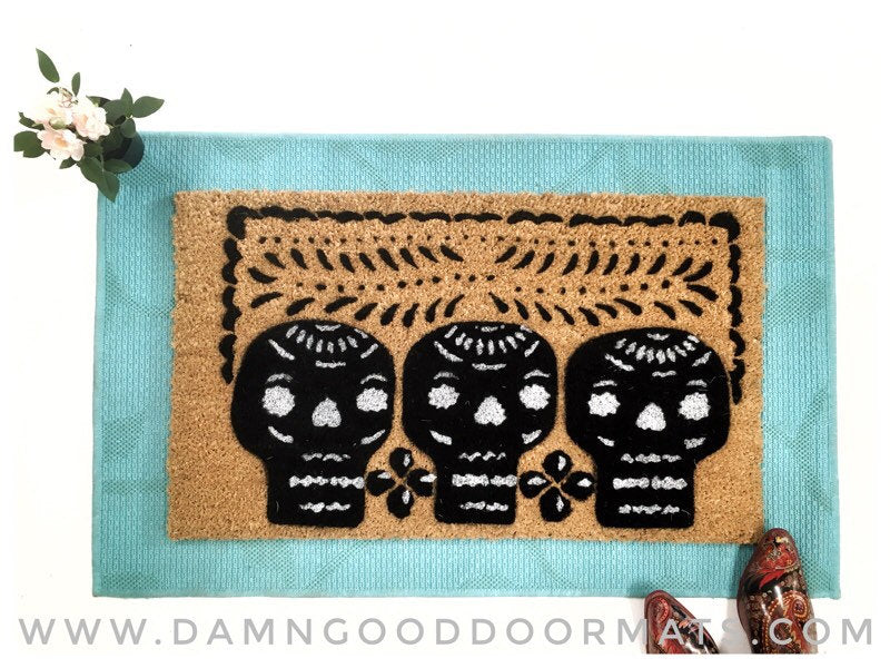 Promotional graphic for an all natural, sustainable, eco-friendly coir doormat made by Damn GoodDoormats