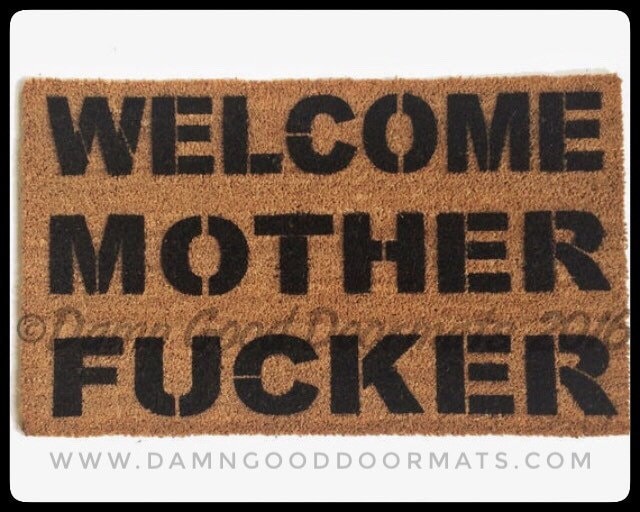 Promotional graphic for an all natural, sustainable, eco-friendly coir doormat made by Damn GoodDoormats