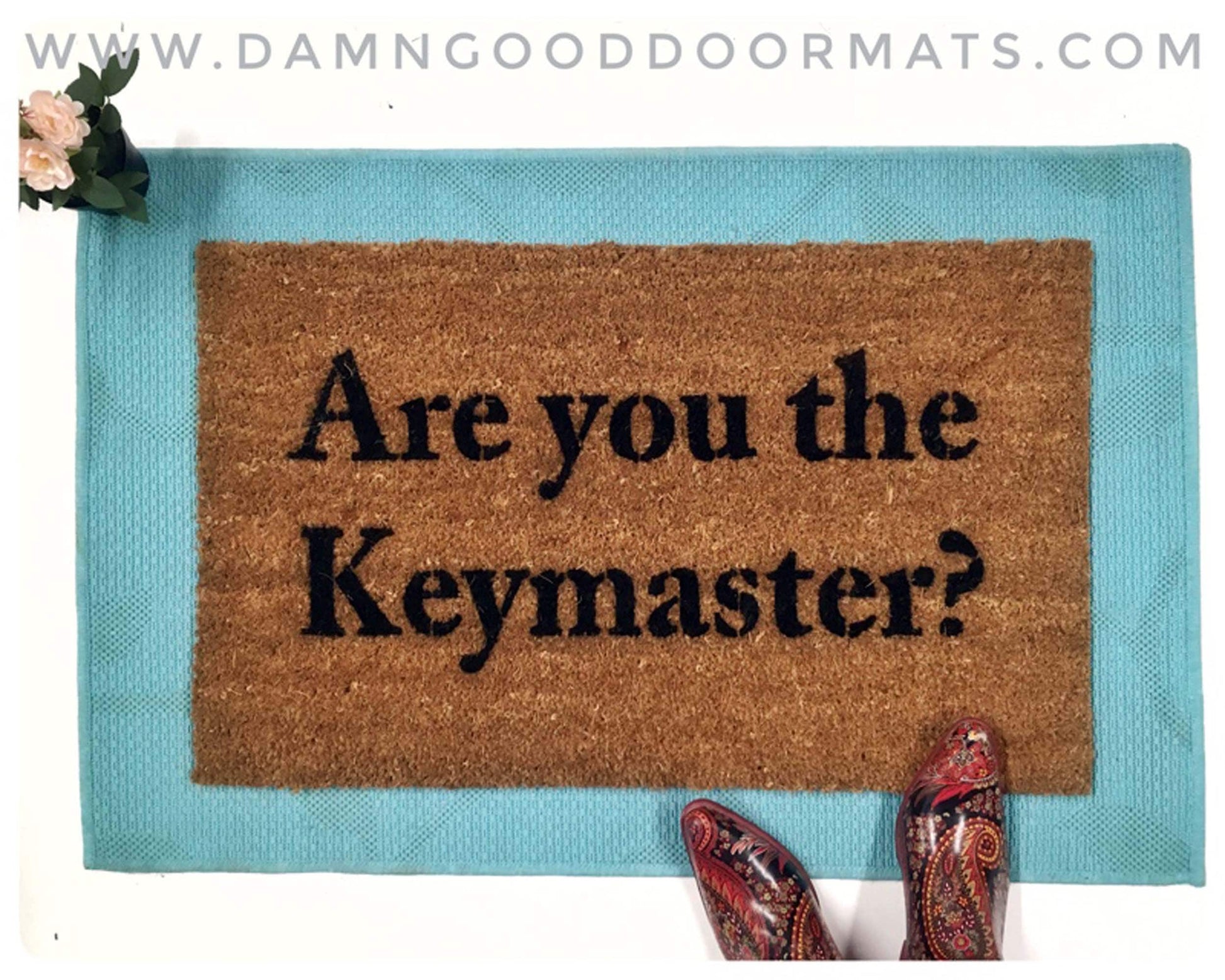 Promotional graphic for an all natural, sustainable, eco-friendly coir doormat made by Damn GoodDoormats