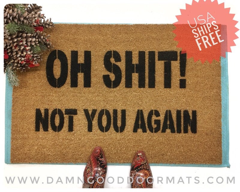 Promotional graphic for an all natural, sustainable, eco-friendly coir doormat made by Damn GoodDoormats