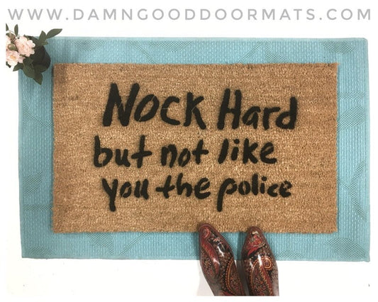 Promotional graphic for an all natural, sustainable, eco-friendly coir doormat made by Damn GoodDoormats