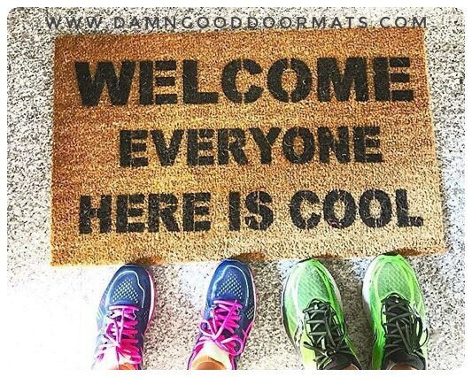 Everyone here is COOL™  teacher retirement gift funny doormat welcome rug eco friendly wedding hostess gift doormatt new house gift