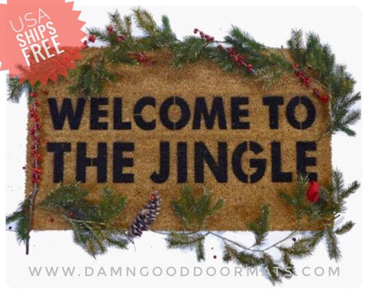 Welcome to The Jingle Funny Doormat Christmas Guns n Roses jungle boyfriend gift holiday decor doormatt new house gift