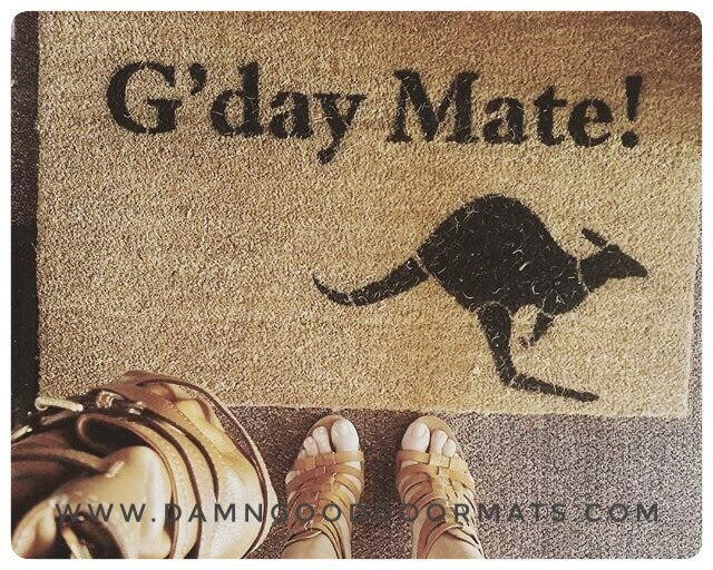 G'day Mate kangaroo boho style Australian Aussie welcome doormat  door mat eco friendly doormatt new house gift