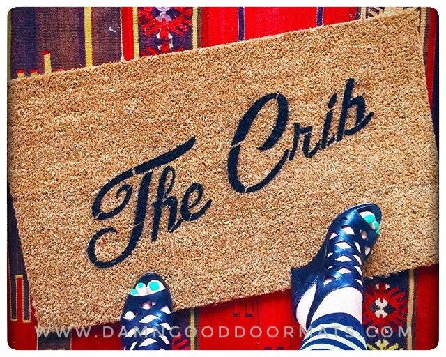 Promotional graphic for an all natural, sustainable, eco-friendly coir doormat made by Damn GoodDoormats