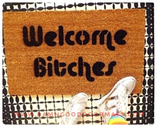 Promotional graphic for an all natural, sustainable, eco-friendly coir doormat made by Damn GoodDoormats