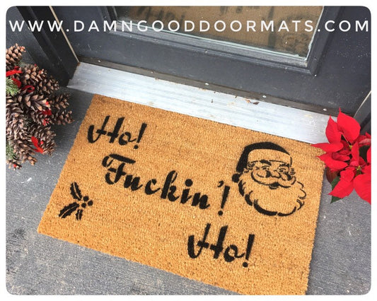 Promotional graphic for an all natural, sustainable, eco-friendly coir doormat made by Damn GoodDoormats