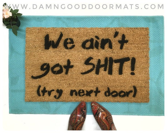 Promotional graphic for an all natural, sustainable, eco-friendly coir doormat made by Damn GoodDoormats