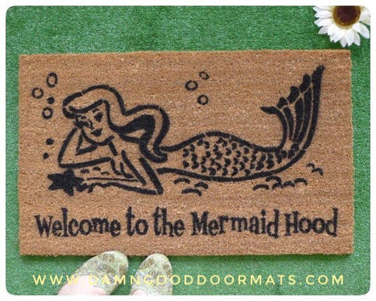 Promotional graphic for an all natural, sustainable, eco-friendly coir doormat made by Damn GoodDoormats