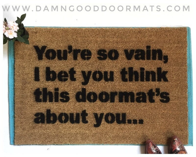 Promotional graphic for an all natural, sustainable, eco-friendly coir doormat made by Damn GoodDoormats