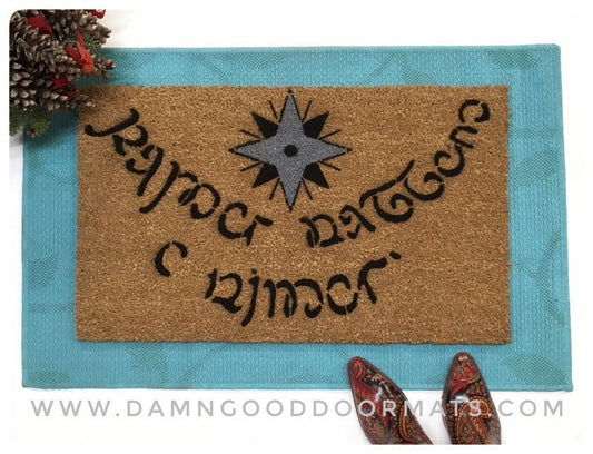 Promotional graphic for an all natural, sustainable, eco-friendly coir doormat made by Damn GoodDoormats