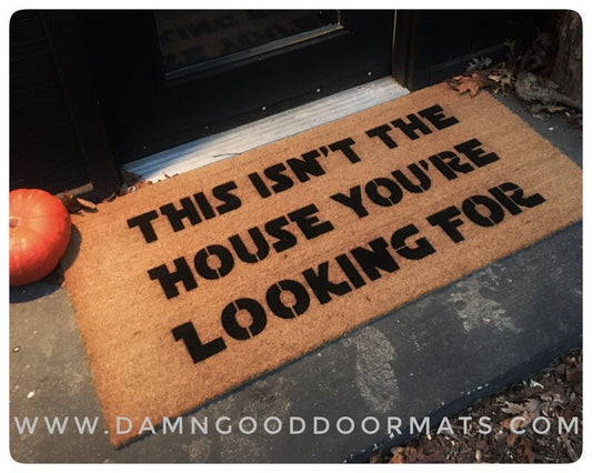 Promotional graphic for an all natural, sustainable, eco-friendly coir doormat made by Damn GoodDoormats