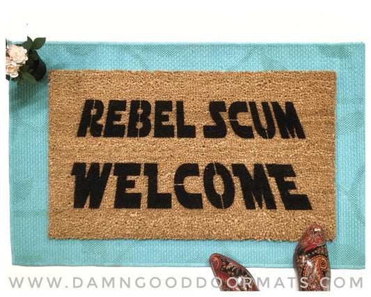 Promotional graphic for an all natural, sustainable, eco-friendly coir doormat made by Damn GoodDoormats