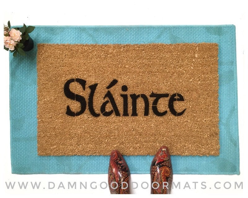 Promotional graphic for an all natural, sustainable, eco-friendly coir doormat made by Damn GoodDoormats