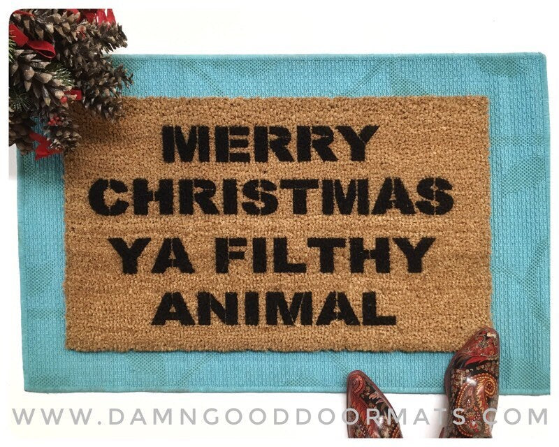 Promotional graphic for an all natural, sustainable, eco-friendly coir doormat made by Damn GoodDoormats