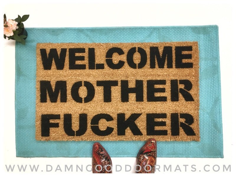 Promotional graphic for an all natural, sustainable, eco-friendly coir doormat made by Damn GoodDoormats