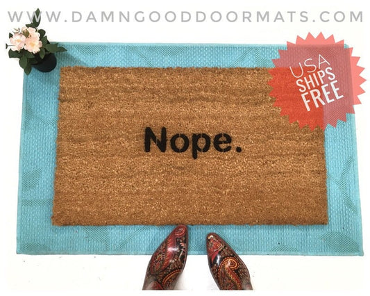 Promotional graphic for an all natural, sustainable, eco-friendly coir doormat made by Damn GoodDoormats