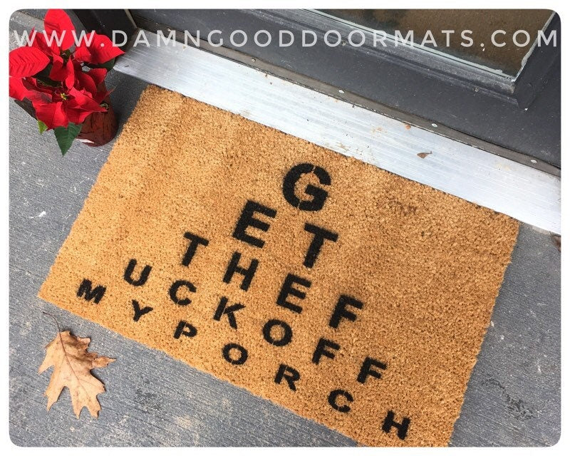 Promotional graphic for an all natural, sustainable, eco-friendly coir doormat made by Damn GoodDoormats