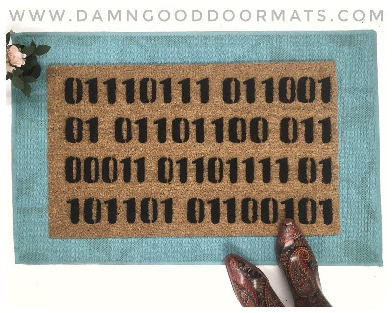 Promotional graphic for an all natural, sustainable, eco-friendly coir doormat made by Damn GoodDoormats