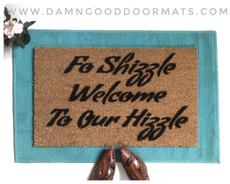 Promotional graphic for an all natural, sustainable, eco-friendly coir doormat made by Damn GoodDoormats