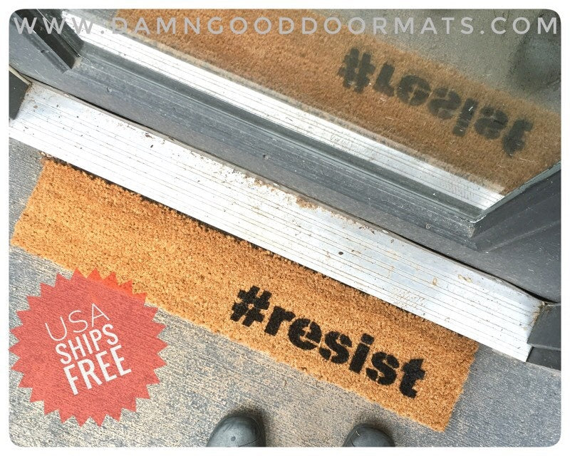 Promotional graphic for an all natural, sustainable, eco-friendly coir doormat made by Damn GoodDoormats