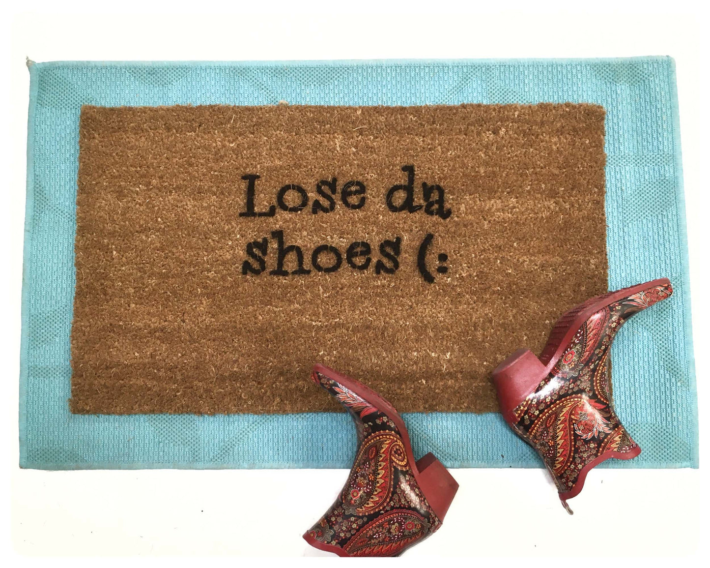 Lose da shoes (: sweet cute doormat skinny doormat thin doormat slim mat hand painted funny zen eco friendly doormatt new house gift