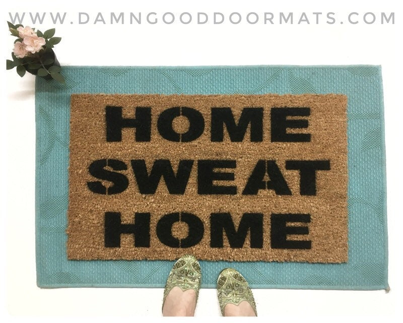 Promotional graphic for an all natural, sustainable, eco-friendly coir doormat made by Damn GoodDoormats