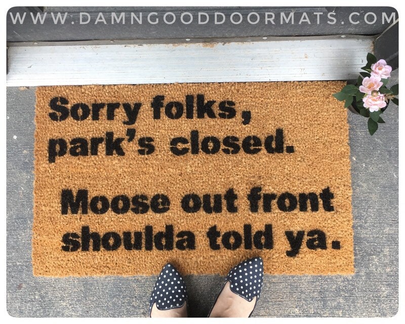 Promotional graphic for an all natural, sustainable, eco-friendly coir doormat made by Damn GoodDoormats