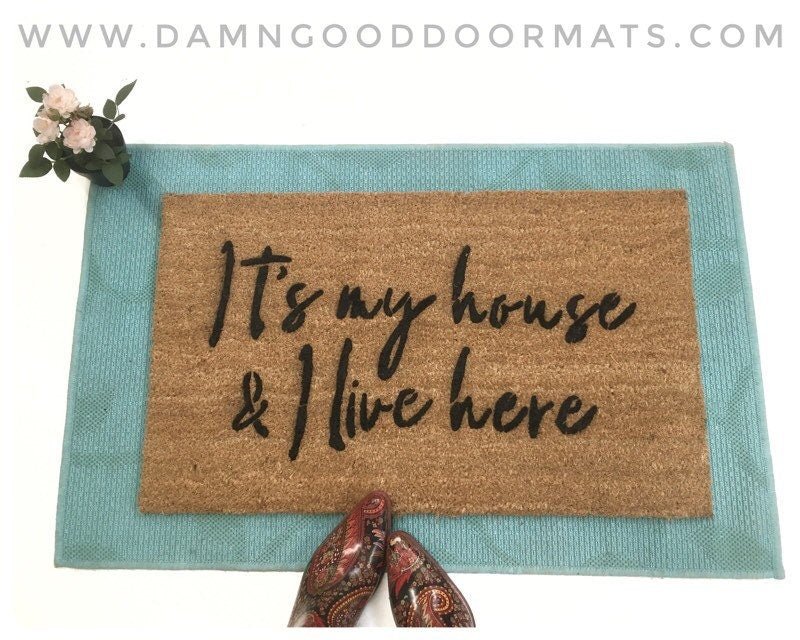 Promotional graphic for an all natural, sustainable, eco-friendly coir doormat made by Damn GoodDoormats