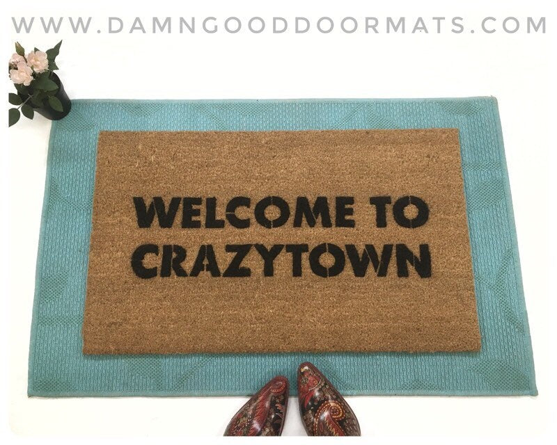 Promotional graphic for an all natural, sustainable, eco-friendly coir doormat made by Damn GoodDoormats