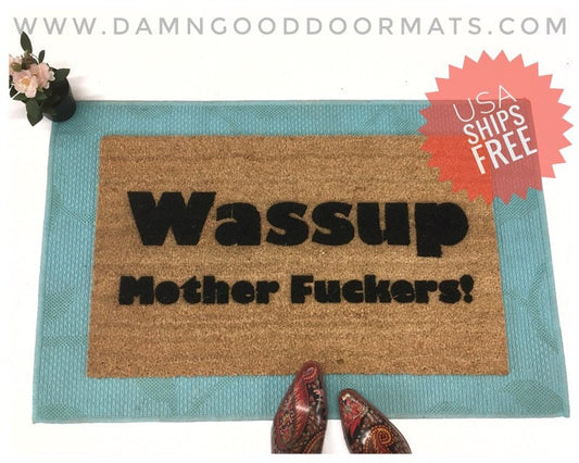 Promotional graphic for an all natural, sustainable, eco-friendly coir doormat made by Damn GoodDoormats