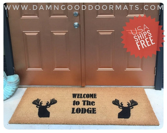 Promotional graphic for an all natural, sustainable, eco-friendly coir doormat made by Damn GoodDoormats